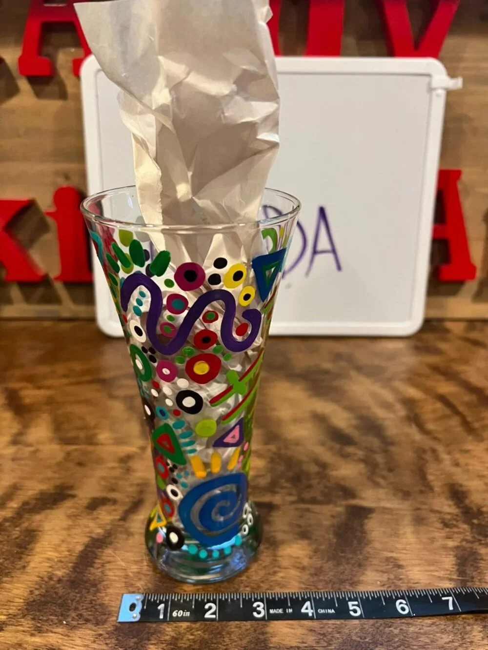 Adult Sippy Cup Hand painted glass